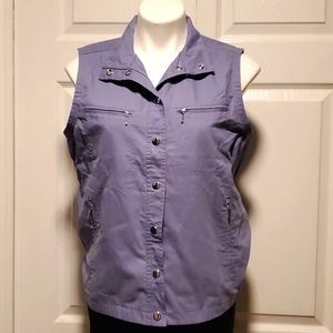 Blair Women's Snap Button Down Blue Vest - Size Small